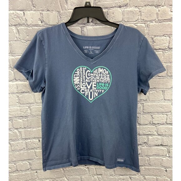 Life Is Good Women's L Crusher T-Shirt Lot of 4 Blue Flowers Boating - Picture 6 of 16